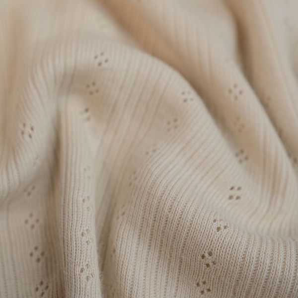 Ripp Baumwolljersey Lochstickerei beige