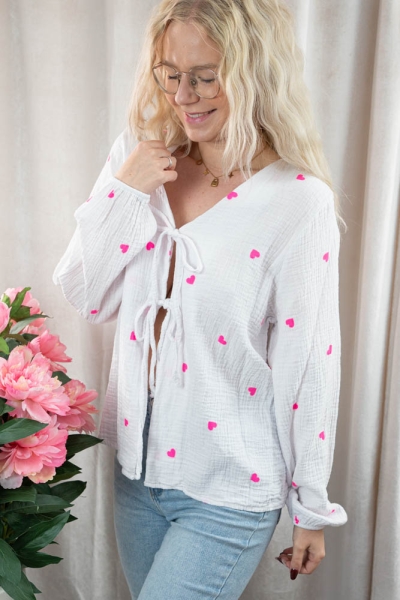 Musselinbluse Herzen Lia pink