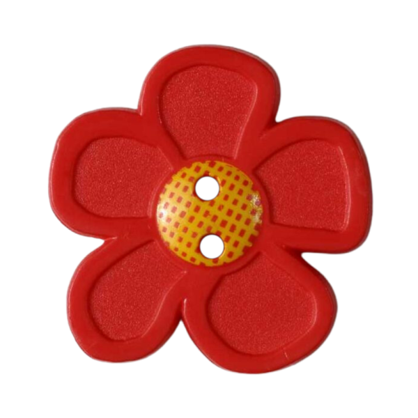 Kinderknopf Blume rot 28mm
