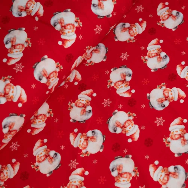 Baumwolljersey Schneemann rot