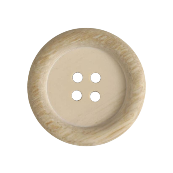 Holzknopf Imitat mit Mulde beige 34mm