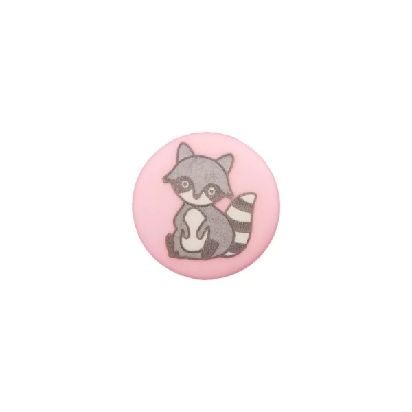 Polyesterknopf waschbär 15mm rosa